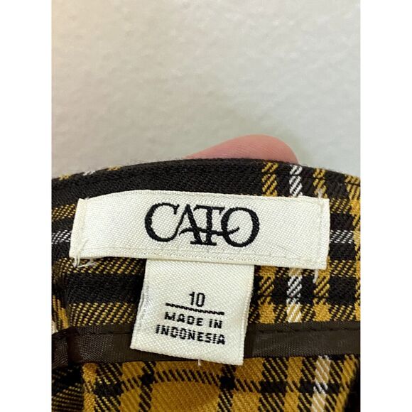 Cato Skirt Womens Size 10 Pencil Straight Plaid Offset Split Yellow Black - Picture 3 of 8